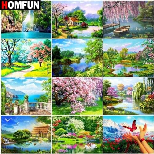 HOMFUN Diamond Painting Full Square/Round Diamond "beautiful scenery" Pattern Embroidery Cross Stitch 5D Rhinestone Painting