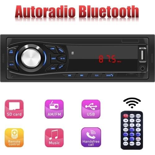 Car Radio 1Din 12V In-Dash Car Radio Bluetooth with MP3 Multimedia Player Remote Control Charger Phone USB/SD/AUX-IN Audio