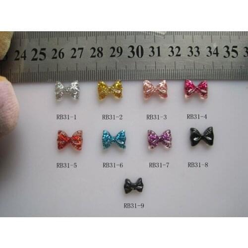 RB31 200pcs/bag Resin Bow Crystal Glitter Bow Nail Art Decoration Nail DIY Accessory Resin Bow without Rhinestone