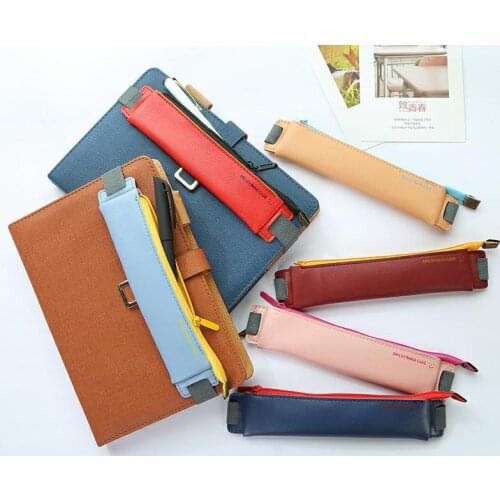 1PCS Portable Fashion Leather Elastic Buckle Pencil Case Pen Bag for Book Notebook Office School Supplies Creative Stationery