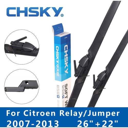CHSKY Car Windshield Wiper Blade for Citroen Relay/Jumper 2007 2008 2009 2010 2011 2012 2013 Fit Push Button Arms 26"&22" Wipers