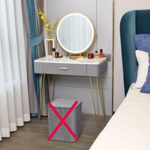 80 Cm Small Family Simple Dresser Wooden Structure Bedroom Furniture with Mirror Imitation Marble Flannelette Table Top
