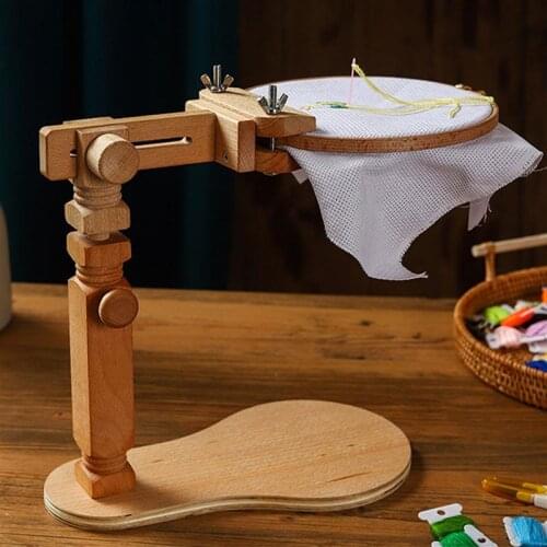 Wooden Embroidery Frame Cross Stitch Rack Adjustable Rotary Frame Ring Desktop Stand Hoop Rack Sewing Tools