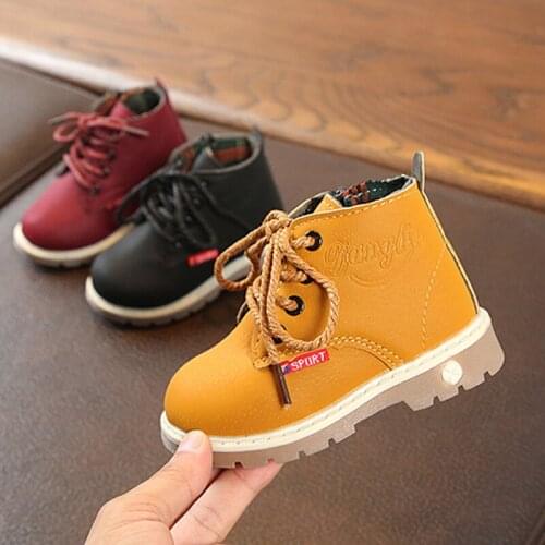 Childrens booties 2019 autumn and winter new girls boots side zipper boy non-slip boots England Martin boots