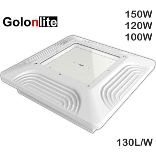 Golonlite LED canopy light for petrol gas station lighting 150 watts 120W 100W 130Lm/W 5 years warranty white 6500K 5000K 4000K