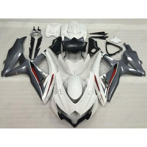 GSXR 750 08 09 Fairing GSXR 750 2009 Fairing GSX R 600 2008 - 2010 K8 Fairing White Grey