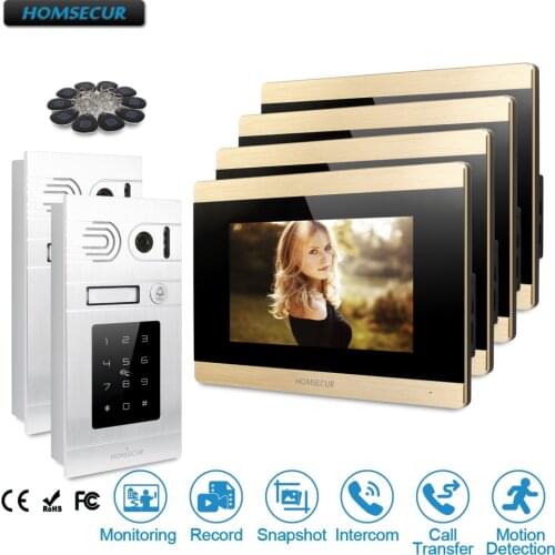 HOMSECUR 7" Wired Video&Audio Home Intercom with Call Transfer for Home Security BC071-S+BM715-G