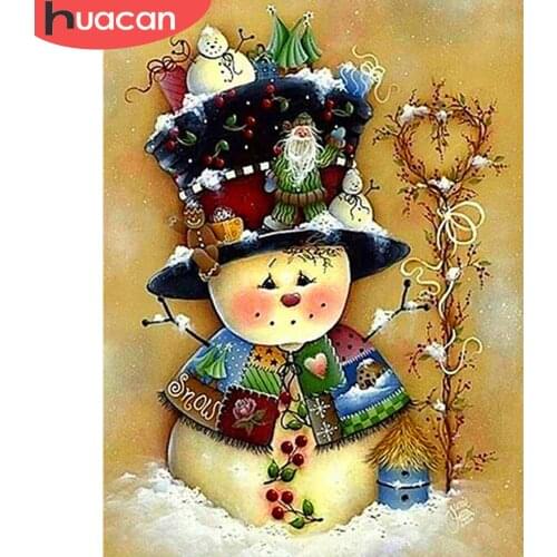 HUACAN Full Square/Round Diamond Painting Snowman 5D DIY Diamond Embroidery Christmas Gift Mosaic Handicraft Kit