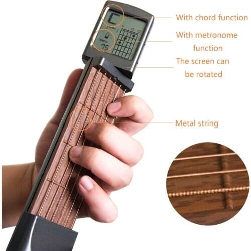 WXTF Pocket Guitar Practice Neck, Upgraded Version 6 Fret Portable Guitar Chord Practice Tool Mini Guitar for Beginner