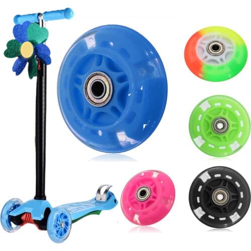 Flash Wheel Mute Wheel For Micro Scooter Flashing Light Kid Car Toy Wheel Pink/Blue/Black/Green PU+metal Skateboard Parts