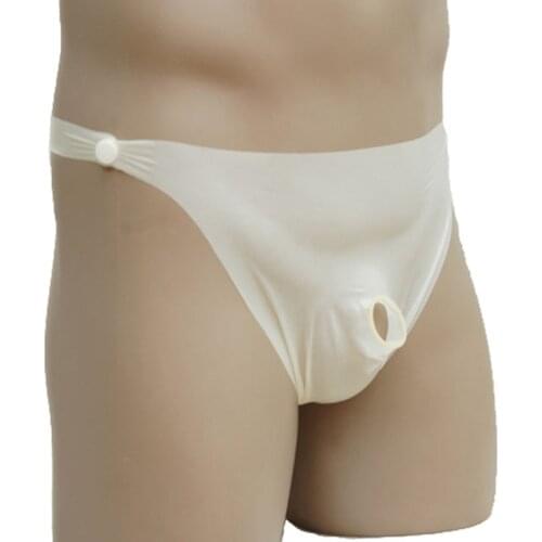 Latex Panties Men Open Erotic Underwear Latex Rubber Shorts with Penis Hole Sheath Sexy Lingerie Panties G-Strings