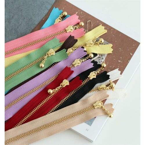 1pc Metal Copper Zippers 10cm/15cm/20cm/30cm Water Drop Shape Close End Gold Slider Zipper Head DIY Garment Accessories