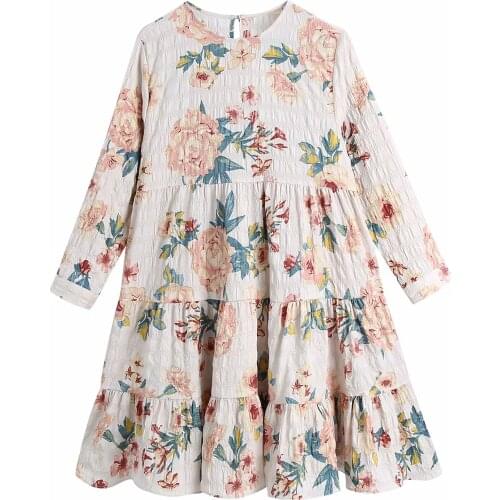 ZA Women 2021 Sweet Fashion Ruffled White Mini Dress Vintage Printing O Neck Three Quarter Sleeve Skirte Dresses Chic