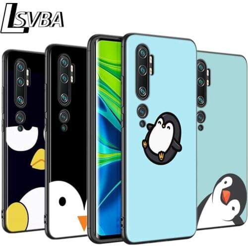 Cute Lovely Penguin Silicone Cover for Xiaomi Mi 10 9T CC9 Pro Note 10 9 8 A3 A2 A1 6X 5X Lite Mix 3 Black Phone Case