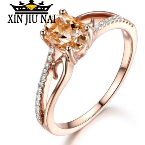 Fashion Simple Champagne Cubic Zircon Ring 6*8cm Big Yellow Crystal morganite Gems Ring Wedding Rings for Women Jewelry size6-10