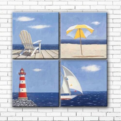 Mediterranean sea beach seascape blue sky canvas printings oil painting printed on canvas home room wall art decoration picture