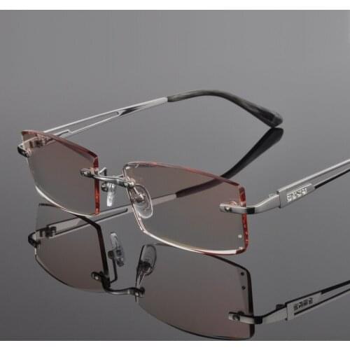 Mens Rimless Glasses Frame Glasses Rimless Glasses Trimming Finished Glasses Frame Myopia Mens Prescription Glasses