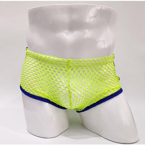 Mens Fishnet Hollow Out Underwear Boxers Shorts Designed Breathable Sexy Boxer Trunks Mesh Underpants Bulge Pouch Boxers Pants