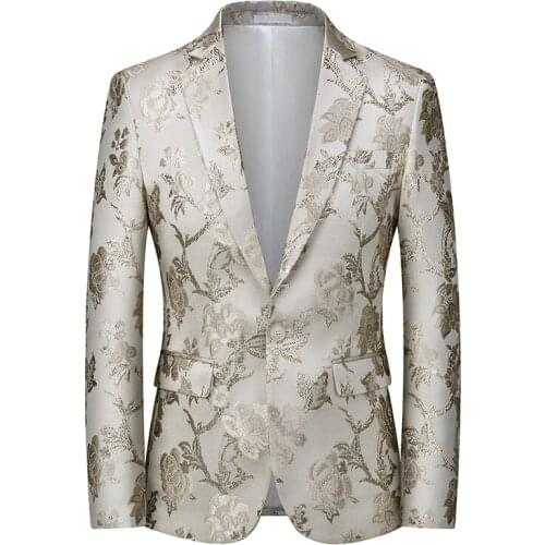 Mens Slim Fit Blazer Jacket Business Affairs Printing Mans Suit Wedding Nightclub DJ Singer Stage Coat Chaqueta Hombre Formal