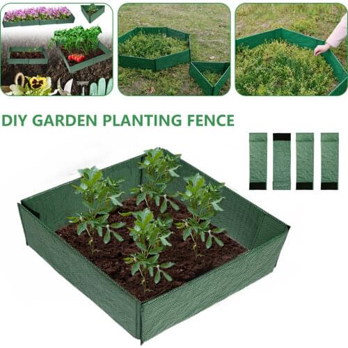 4pcs Raised Garden Bed Kit Outdoor Square Ground Planter Box Vegetables Flower Herb Bed Planting Grow Box Potted Landscape Decor