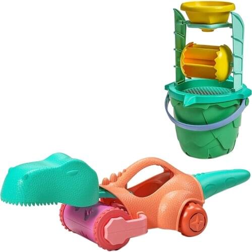 Sand Toys Set, Dinosaur Beach Toys Set Include Sand Water Wheel with Funnel ,Sand Shovel, Bucket, Sifter, Sand Toy