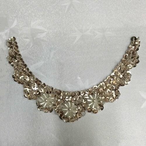 New 3D Pearl Lace Collar Fabric Ribbon Trim DIY Embroidery Sewing Neckline Applique Tassel Craft Dress Convex Flower Decoration