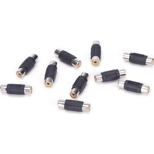 New 10Pcs RCA Female to Female Coupler Plug Audio Video AV Cable Adaptor RCA Joiner