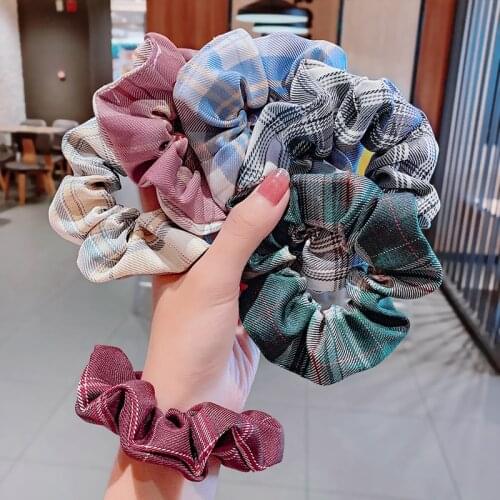 New Women Girls JK Style Plaid Scrunchie Ponytail Holder Sweet Elastic Hair Bands Headband Rubber Band Fashion Hair Accessories