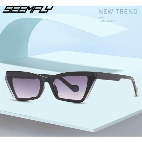 Seemfly Vintage Cateye Sunglasses Women Sexy Small Sun Glasses Colorful Eyewear Female Goggle Oculos Gafas De Sol UV400 Shades