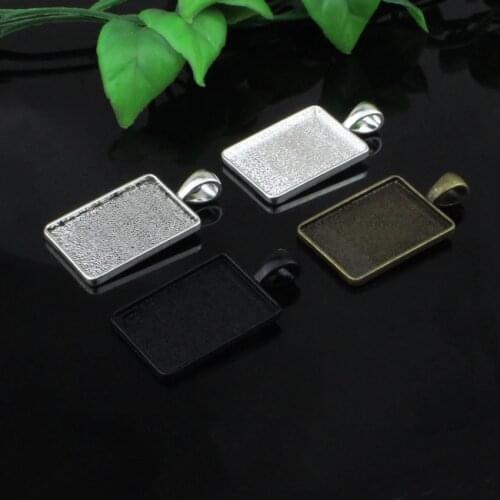 Fit 18x25mm Rectangle Antique Silver/bronze Silver Cameo/Glass/Cabochon Frame Bezel Settings Blank Tray 10pcs/lot (K05183)