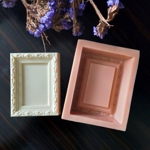 QT0192 PRZY Silicone Mold Picture Frame Silicone Fondant Mould Frame Soap Molds Gypsum Chocolate Candle Candy Mold Clay Resin