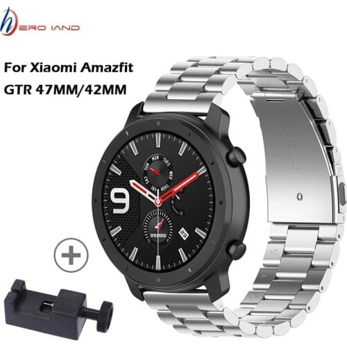 Stainless Steel Band for Xiaomi Huami AMAZFIT Bip strap 20MM 22MM wrist band for Amazfit GTR 47 47MM Strap Stratos 2 2s Pace