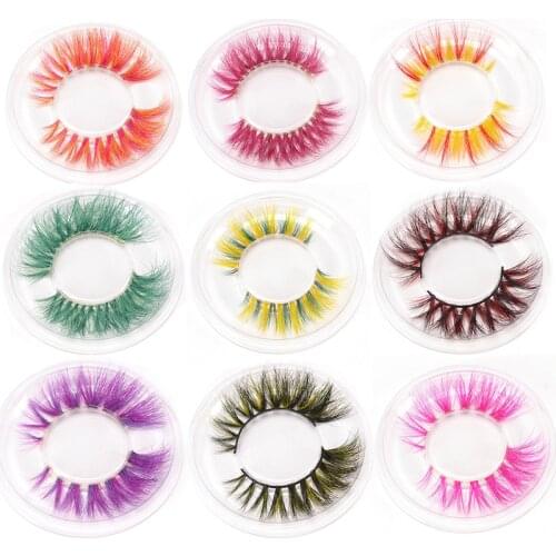 Multi Color Cute Rainbow Color 3D Real Mink Fake Strip Eyelashes 6D Faux mink Makeup Eyelashes for Party Cosplay Halloween