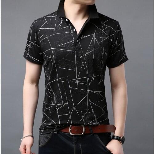 Polo High Quality Mens 2020 New Business Geometric Design Cotton Short Sleeve Polos Shirt Summer Regular Clothes F6901