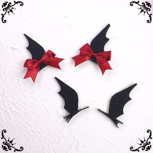 Handmade Dark Girl Halloween Little Devil Wings Hair Clip Cos Soft Sister Lolita Hair Accessories Edge Clip