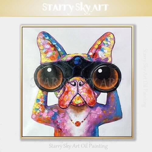 Artist Hand-painted High Quality Large Canvas Animal Oil Painting on Canvas Kinds of Modern Funny Animal Knife Acrylic Painting