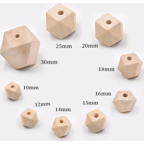 DIY Natural Wood Beads Hexagon Loose Unfinished Octagonal Geometric Spacer Wooden Facted Crafts For Jewelry Making 10-30mm