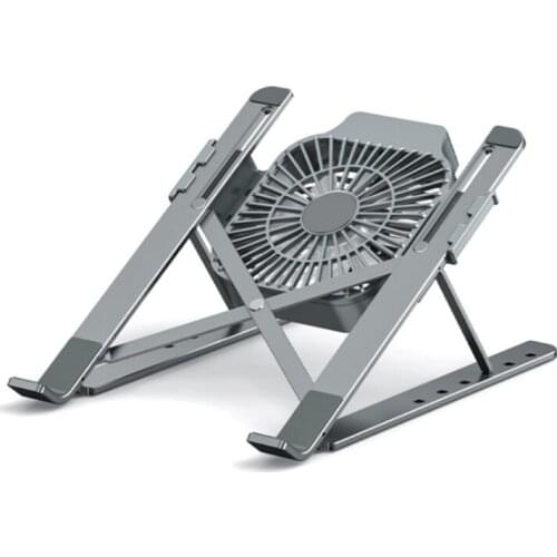 Foldable Adjustable Laptop Extension Rack with Cooling Fan Holder Notebook Pad Bracket Riser Cooler