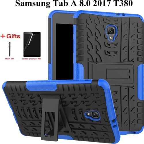Heavy Duty 2 in1 Hybrid Anti-knock Rugged Durable Shockproof Case For Samsung Galaxy Tab A 8.0 2017 T380 T385 case+film+pen
