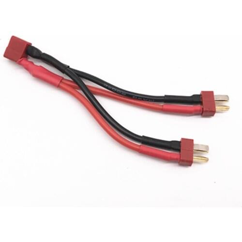 T plug Deans plug Connectors 1 to 2 Dual Battery Extension Parallel Cable 14Awg Leads Adapte For RC Lipo Battery