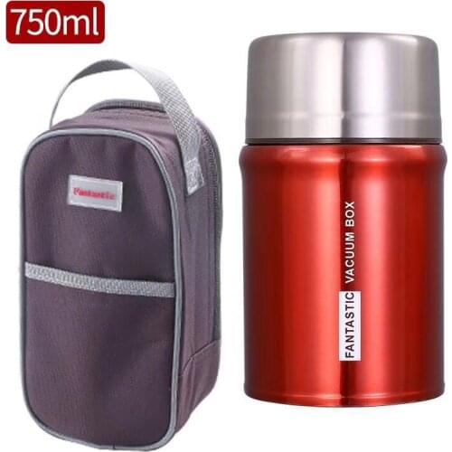 750ml Thermos Food Large Vacuum Flasks Lunch Box Insulated Soup Porridge Box Outdoor Coffee Mugs Thermoses Send Insulation Cover