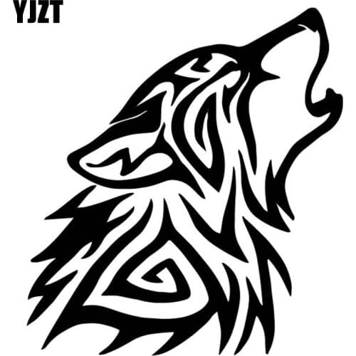YJZT 14.4CM*15.8CM The Roaring Wolf Modelling Car Sticker Vinyl Decal Black/Silver C4-1013