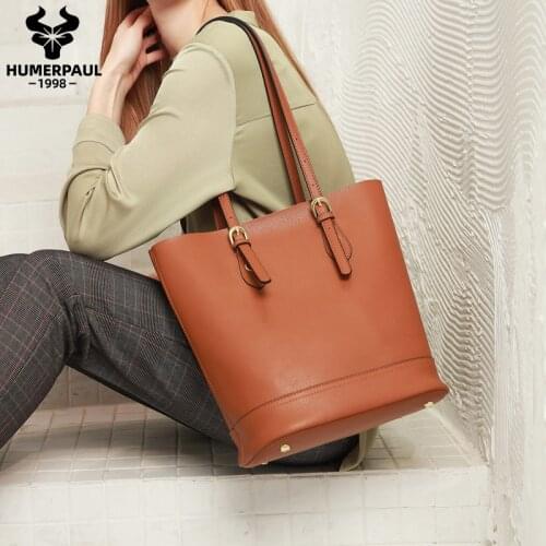 HUMERPAUL Genuine Leather Women Shoulder Bag Top-handle Designers Luxury Handbags Lady Hand Bags Purse Pocket Fashion Tote bolso