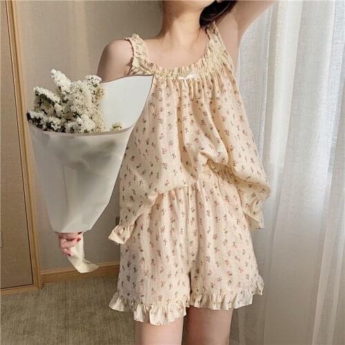 Ladies Lovely Pajamas Suit Flowers Sleep Dress Sleepshirts Vintage Floral Pyjamas Sets Nightgowns Nightdress Sleepwear 5 Type