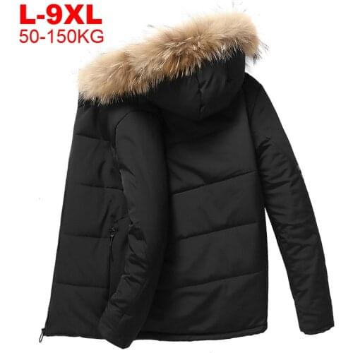 Winter Parka Men Windbreak Big Size Fleece Fur Hooded Mens Jackets And Coats Male Outerwear Mens Clothing Large Sizes Overcoat