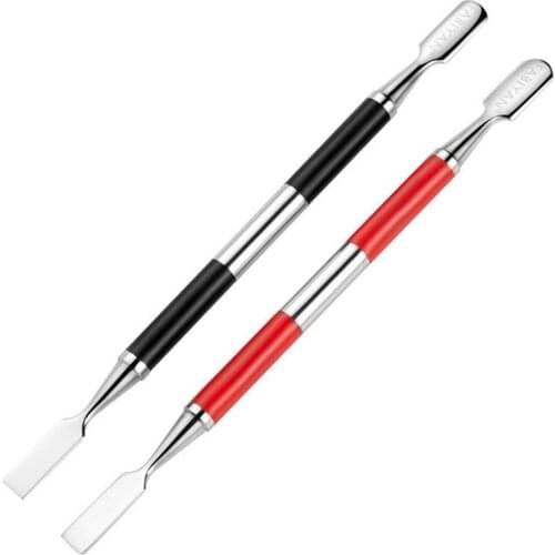 1pc Silicone Stainless Steel Nail Cuticle Pusher Tweezer UV Gel Polish Dead Skin Push Remover Nail File Manicure Art Tool