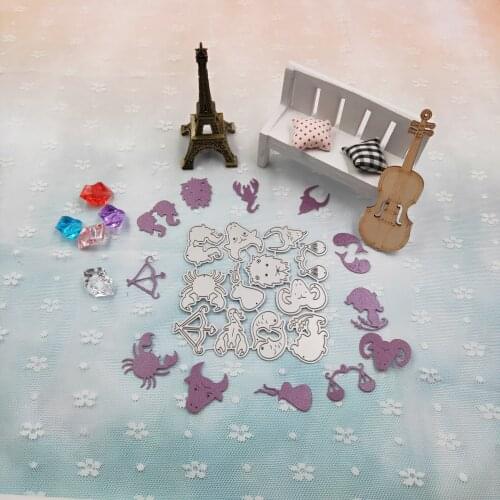 12 Constellation Portrait Metal Cutting Mold Scrapbook Making Greeting CARDS DIY Embossed Lace Stamps Decorative Patterns