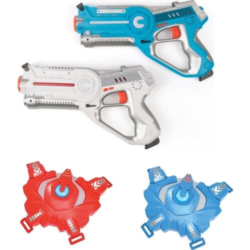 2Pcs Infrared Laser Tag Blaster Laser Battle Pack with 2 Target Vests Indoor and Outdoor Family Activity for Kids and Adults