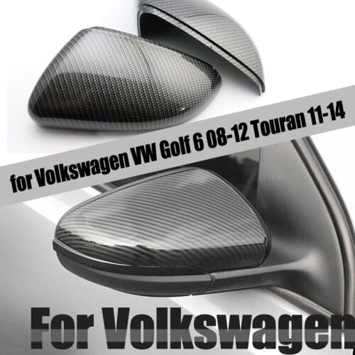 2pcs Car Styling Modified Shell Carbon Fiber Pattern for Volkswagen VW Golf 6 2008-2012 Touran 2011-2014 Side Mirror Cover Caps