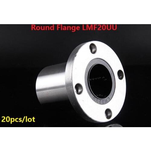20pcs/lot LMF20UU 20mm Round Flange type linear ball bearings bushing LMF20 20x32x42mm